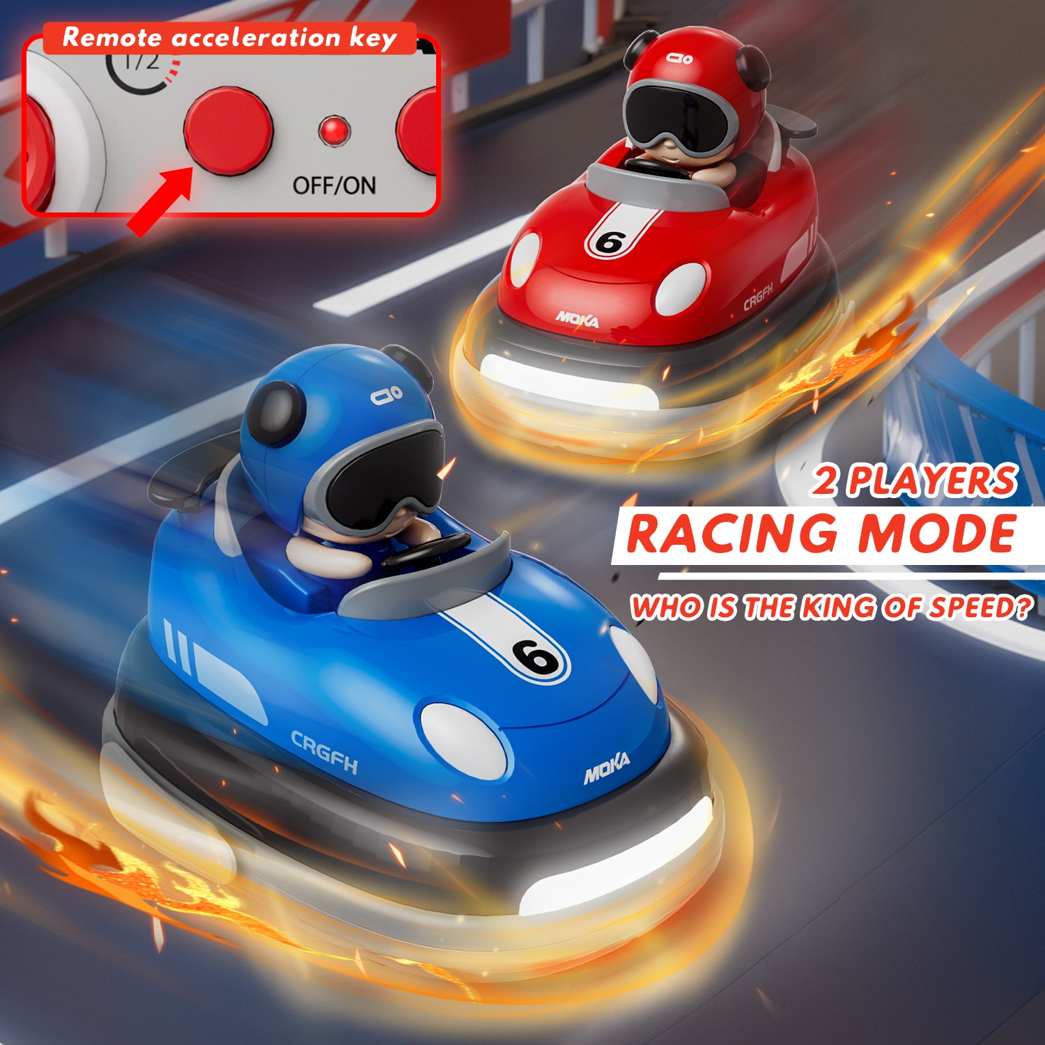 2-Player Battle 3-5 rc Car Toddler Boys Christmas Toy | Cartoon Remote Control Bumper Cars with Light & Sound – Racing Set (Drift + Collision Modes) | 360° Spinning | Rechargeable Kids’ Race Cars